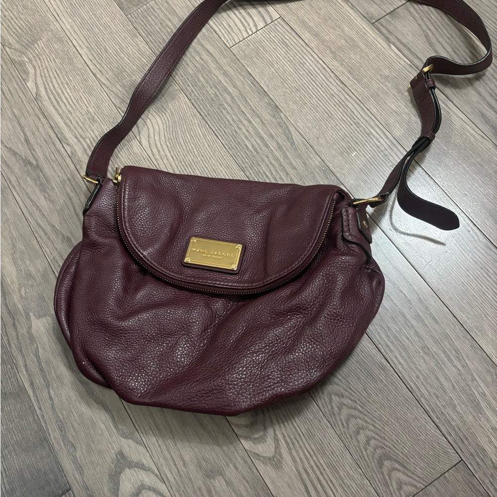 Marc Jacobs Brown Crossbody Bag with Adjustable Strap and Gold Hardware